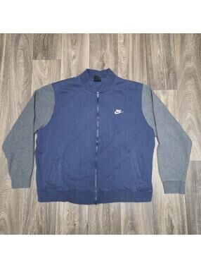 Nike Sweater Mens XXL Navy Blue Grey Tech Fleece Zip Sportswear Varsity Jacket